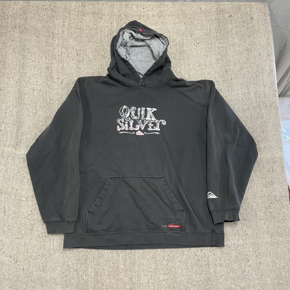 vintage‎ QuickSilver hoodie mens large black 2000s y2k surfing skateboard